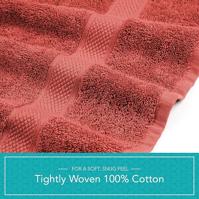 Pleasant Home Bath Towels Set of 6 (24” x 50”) 100% Cotton, 515 GSM | Lightweight, Soft & Absorbent Luxury Towels for Bathroom | for Gym, Pool & Spa | 6 Pack, Red