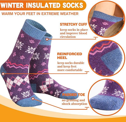 3 Pairs Warm Thermal Socks for Women & Men Winter Ski Thick Boot Insulated Socks for Cold Weather