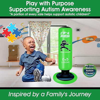 Durable Inflatable Kids Punching Bag for Karate and Boxing – Bounce-Back Martial Arts Bag for Boys and Girls, Great Birthday Gift to Relieve Energy and Build Skills for Boys Ages 4-12