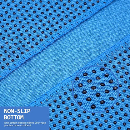 Eunzel Yoga Towel,Hot Yoga Mat Towel with Grip Dots Sweat Absorbent Non-Slip for Hot Yoga, Pilates and Workout 24" x72", Blue