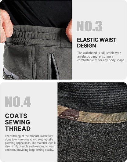 FREE SOLDIER Men's Outdoor Softshell Fleece Lined Cargo Pants Snow Ski Hiking Pants with Belt