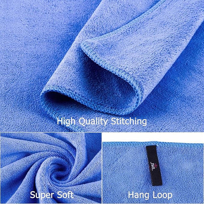 JML Microfiber Bath Towels Set, Large, Absorbent, Soft, Fast Drying, Multipurpose Microfiber Towel for Adult, Beach, Pool, Sport, Yoga, 6 Pack, 27" x 55" - Blue