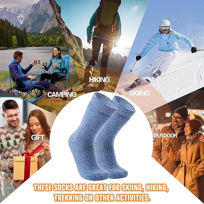 3 Pairs Warm Thermal Socks for Women & Men Winter Ski Thick Boot Insulated Socks for Cold Weather