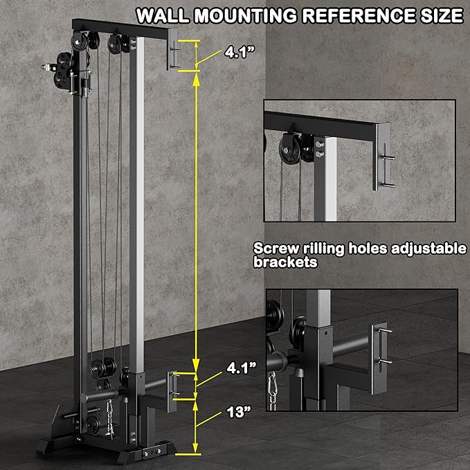 Fitness Wall Mount Cable Crossover Machine – Multi-Functional Dual Pulley System, Home Gym Equipment with Commercial-Grade Steel Frame and 400 lb Load Capacity for Home Gym.