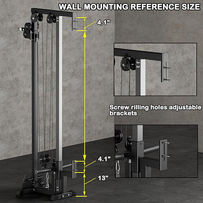 Fitness Wall Mount Cable Crossover Machine – Multi-Functional Dual Pulley System, Home Gym Equipment with Commercial-Grade Steel Frame and 400 lb Load Capacity for Home Gym.