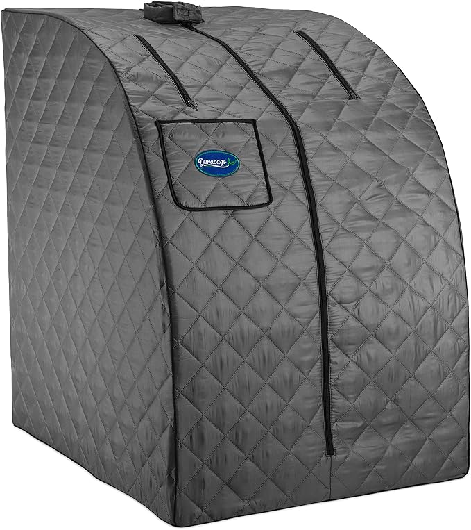 Durasage Lightweight Portable Personal Steam Sauna Spa - 800W Steam Generator, 60-Min Timer, Zippered Access, Single Front Pocket, Foldable Frame & Chair - Indoor Use, at-Home Relaxation Kit