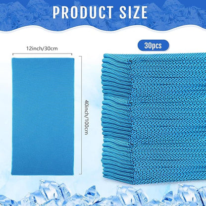 Hosuly 30 Pack Cooling Towels, 40"x12" Ice Breathable Soft Chilly Sweat Rag Microfiber Workout Rags for Gym Cooling Towels for Neck and Face for Yoga Golf Sport Running