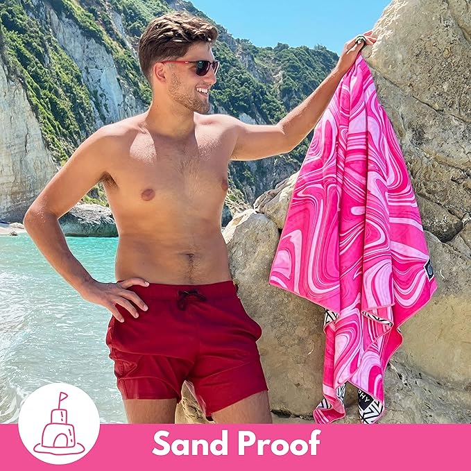 ECCOSOPHY Microfiber Beach Towel - Sand Free Towels are Quick Dry, Light Weight, Super Absorbent - Perfect Pool, Travel, Cruise, Camping Essentials - Oversized Extra Large for Adults 71x35 in