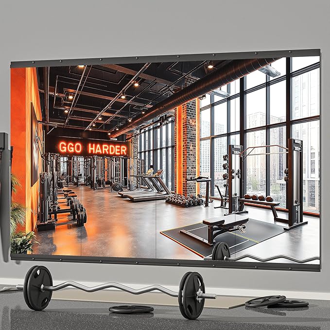 Hasipu 4 Pcs 48''x24'' Home Gym Mirror Large Full Length Wall Mounted Full Body Mirror for Yoga Dance Fitness Exercise Studio Bedroom Garage, Frameless Tempered Glass Workout Mirrors Black Rectangular