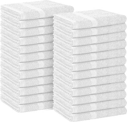 Avalon Salon Towel - White Hand Towels Bulk Pack of 24-100% Cotton Absorbent Spa, Facial & Gym Towels for Working Out - 16x27 Inches (Not Bleach Proof)