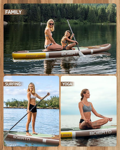 Inflatable Stand Up Paddle Board 10'8“*34"/11'*33" Extra Wide Paddle Boards for Adults, SUP with Premium Accessories & Nylon Backpack, Adjustable Paddle, Hand Pump, Bottom Fin, Leash