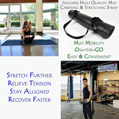 Tatago Hot Yoga Mat Non Slip-Professional Grade Natural Rubber Yoga Mat, Pliates Mat, Stretching Mat or exercise mats for home workout. Nonslip for Hot and Sweaty Classes. Includes Yoga Strap for Carrying and Stretching too.