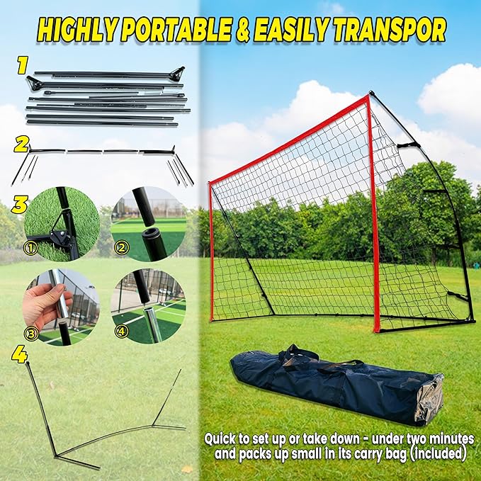 12 Ft Portable Soccer Goal Stable Soccer Net –2 Minute