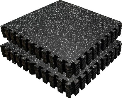 0.6 Inch Thick 48 Sq Ft Rubber Gym Mat,12 Tiles 24 x 24 in
