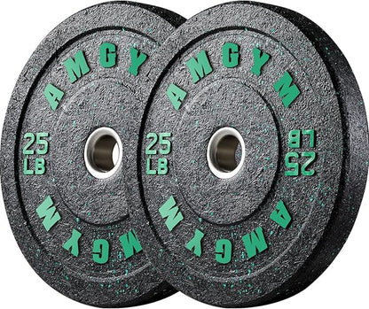 2 Inch Bumper Plates，10-500lbs，Barbell Rubber Olympic Weight Plates Set for Home Gym, Strength Training & Weight Lifting, Multiple Options Colors
