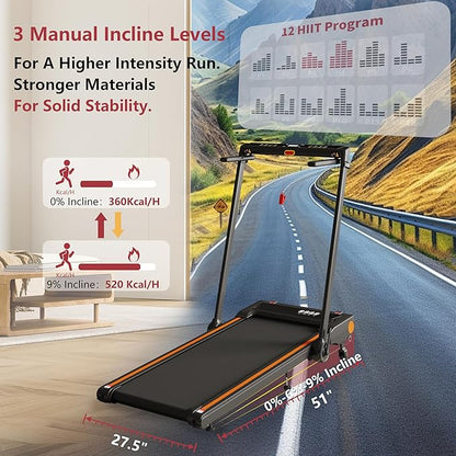 Foldable Treadmill with Incline Treadmill with Home Removable Desk Workstation 3.0 HP 3 in 1 Folding Small Compact Walking Treadmills 300 Lbs Capacity for Home Office