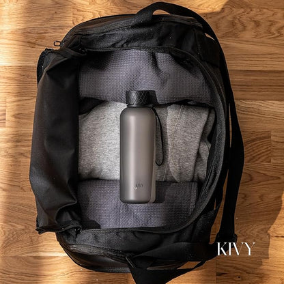 KIVY Tritan Water Bottle with removable sleeve - 22 oz Water Bottle screw top - Reusable water bottle no straw - Aesthetic water bottle - Black bottle for men - Dishwasher safe