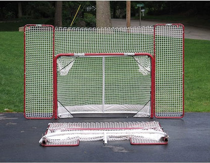 EZGoal Hockey Folding Pro Goal with Backstop and Targets, 2-Inch, Red/White