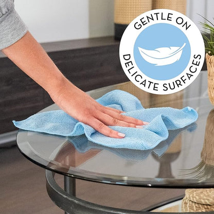 S&T INC. 50 Pack Microfiber Cleaning Cloth, Bulk Towels for Home, Reusable Microfiber Towels for Cars, Cleaning Rags, Light Blue, 11.5 Inches x 11.5 Inches, 50 Count