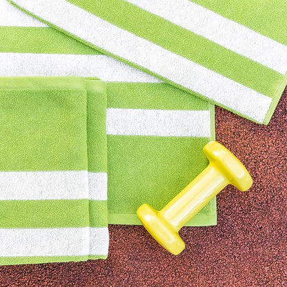 Luzia Striped Workout Towel for Sweat (Pack of 4) - Premium Quality 100% Turkish Cotton - Lightweight and Super Absorbent for Exercise, Sports, Workout, Fitness, Gym, Yoga, Running (Green)