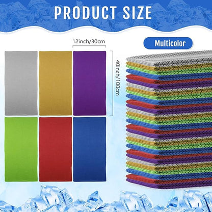 Hosuly 30 Pack Cooling Towels, 40"x12" Ice Breathable Soft Chilly Sweat Rag Microfiber Workout Rags for Gym Cooling Towels for Neck and Face for Yoga Golf Sport Running