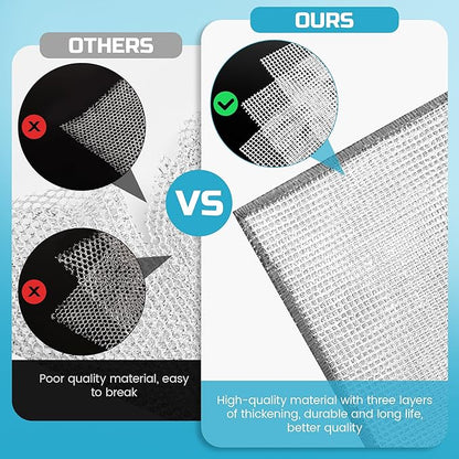 20 Pcs New Upgrade 3-Layer Metal Dish Cloth, No Scratches and No Odor, Multipurpose Wire Dishwashing Rag for Wet and Dry, Kitchen Cleaning Dish Rags,Sinks, Dishes, Stove Top, Dimensions(7.08x8.86)