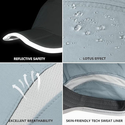 GADIEMKENSD Reflective Folding Outdoor Hat Unstructured Design UPF 50+ Sun Protection Sport Hats for Womens and Mens