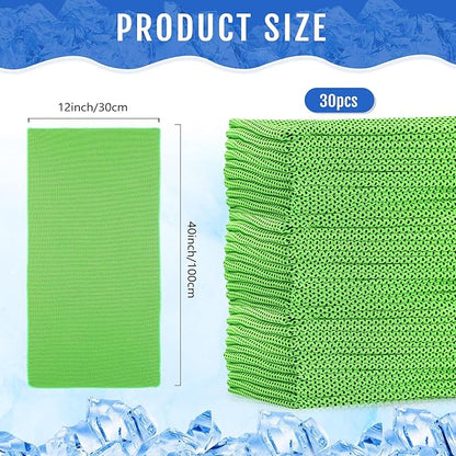 Hosuly 30 Pack Cooling Towels, 40"x12" Ice Breathable Soft Chilly Sweat Rag Microfiber Workout Rags for Gym Cooling Towels for Neck and Face for Yoga Golf Sport Running