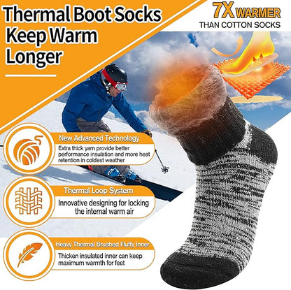 3 Pairs Warm Thermal Socks for Women & Men Winter Ski Thick Boot Insulated Socks for Cold Weather