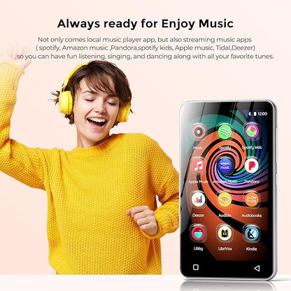 Innioasis MP3 Player with Bluetooth and WiFi, 160GB MP3 Player with Spotify for Kids, 4" Touch Screen Android MP3 MP4 Player with Pandora,Amazon Music,Audible,Libby,Audiobooks(White)