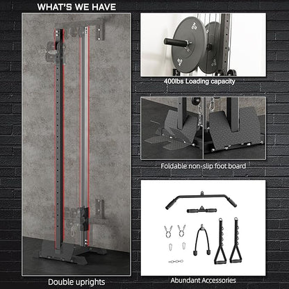 Fitness Wall Mount Cable Crossover Machine – Multi-Functional Dual Pulley System, Home Gym Equipment with Commercial-Grade Steel Frame and 400 lb Load Capacity for Home Gym.