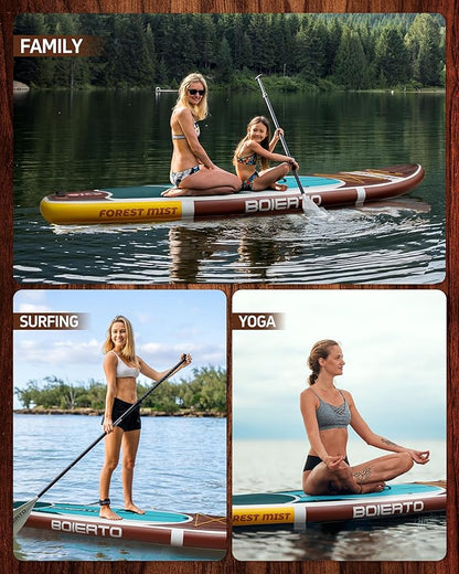 Inflatable Stand Up Paddle Board 10'8“*34"/11'*33" Extra Wide Paddle Boards for Adults, SUP with Premium Accessories & Nylon Backpack, Adjustable Paddle, Hand Pump, Bottom Fin, Leash
