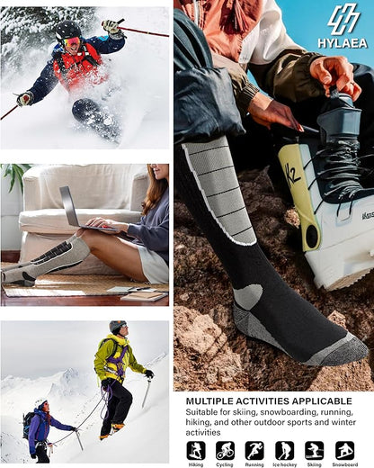 Hylaea Merino Wool Ski Socks, Cold Weather Socks for Snowboarding, Snow, Winter, Thermal Knee-high Warm Socks, Hunting