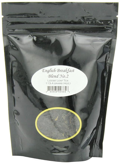 English Breakfast Tea No. 2 by English Tea Store | Loose Leaf Black Tea | Bold Smooth Flavor from Assam Ceylon Kenya | Great with Milk | Medium Caffeine | 4oz Pouch