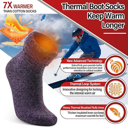 3 Pairs Warm Thermal Socks for Women & Men Winter Ski Thick Boot Insulated Socks for Cold Weather