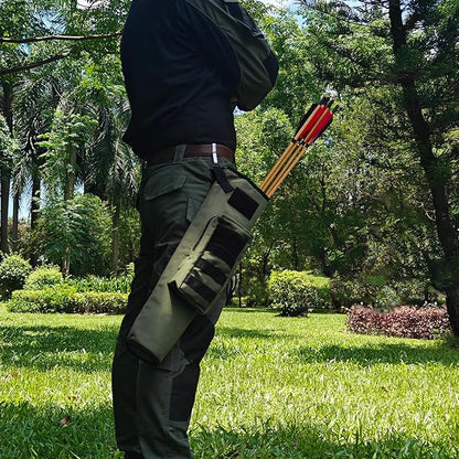 KRATARC Archery Lightweight Back Arrow Quiver Dual Use Foldable Compact Hip Arrows Bag with Molle System Pocket Hanged for Target Shooting Hunting