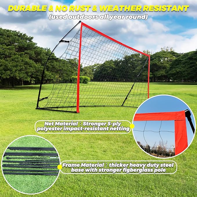 12 Ft Portable Soccer Goal Stable Soccer Net –2 Minute
