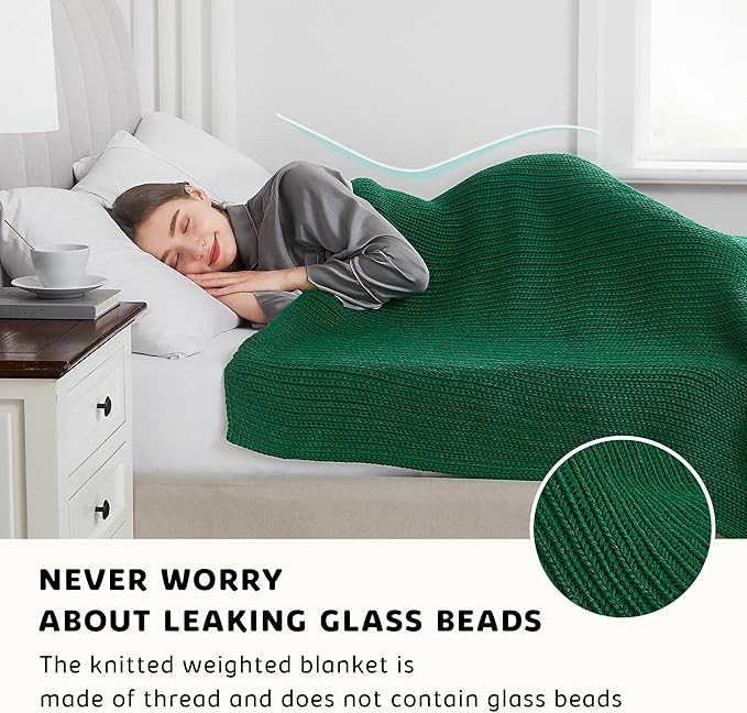 L'AGRATY Knitted Weighted Blanket - 50"x60" 7lbs Cooling Chunky Knit Heavy Blanket for Adults Braided Crochet Throw Thick Cable Yarn Knit Decorative No Beads Evenly Weighted Machine Washable