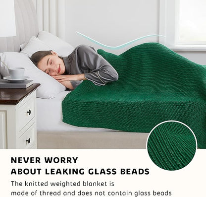 L'AGRATY Knitted Weighted Blanket - 50"x60" 10lbs Cooling Chunky Knit Heavy Blanket for Adults Braided Crochet Throw Thick Cable Yarn Knit Decorative No Beads Evenly Weighted Machine Washable