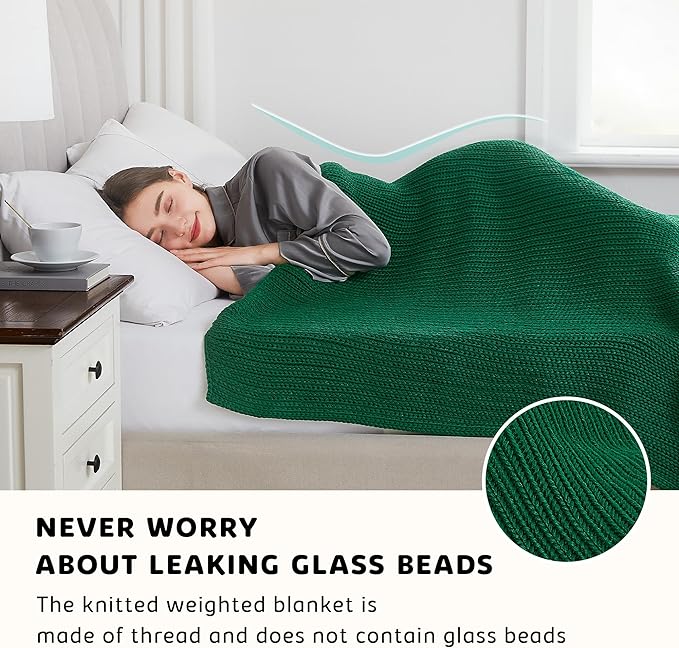 L'AGRATY Knitted Weighted Blanket - 48"x72" 20lbs Cooling Chunky Knit Heavy Blanket for Adults Braided Crochet Throw Thick Cable Yarn Knit Decorative No Beads Evenly Weighted Machine Washable