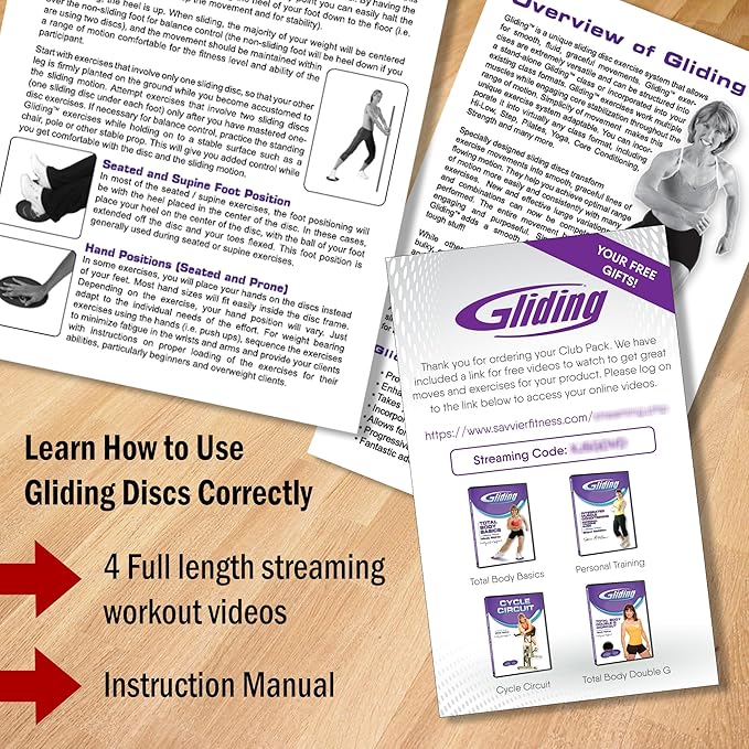 Gliding Discs for Working Out - Exercise Sliders for Carpet & Hardwood Floors 1 Pair, Authentic Workout Sliders Disc for Full Body Resistance Workout, Includes 4 Streaming Video Workouts