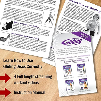Gliding Discs for Working Out - Exercise Sliders for Carpet & Hardwood Floors 1 Pair, Authentic Workout Sliders Disc for Full Body Resistance Workout, Includes 4 Streaming Video Workouts