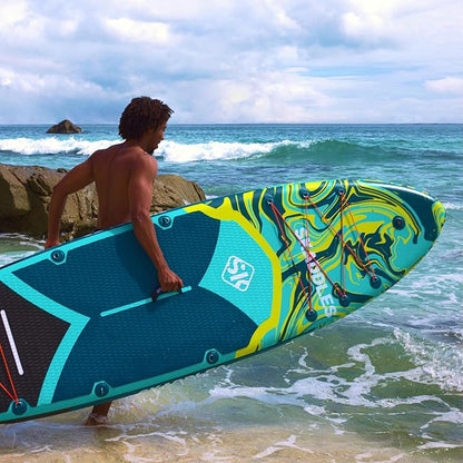 10’6’’ Portable Inflatable Stand Up Paddle Board (SUP) for Adults and Youth with Non-Slip Deck – Complete Accessories Kit, Perfect for Fishing, Yoga, Fitness & Family Fun