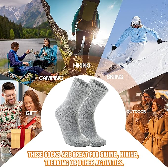 3 Pairs Warm Thermal Socks for Women & Men Winter Ski Thick Boot Insulated Socks for Cold Weather
