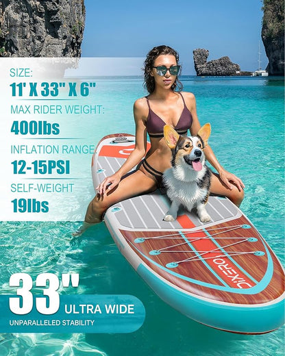 Inflatable Stand Up Paddle Board with SUP Accessories, Anti-Slip EVA Deck, 11'*33" Inflatable Paddle Boards for Adults & Youth of All Skill Levels