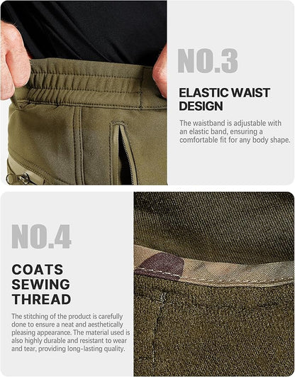 FREE SOLDIER Men's Outdoor Softshell Fleece Lined Cargo Pants Snow Ski Hiking Pants with Belt