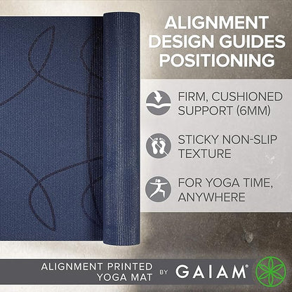 Gaiam Yoga Mat - Premium 6mm Print Extra Thick Non Slip Exercise & Fitness Mat for All Types of Yoga, Pilates & Floor Workouts (68"L x 24"W x 6mm Thick)