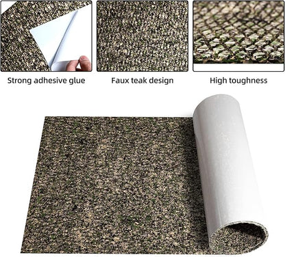 FOCEAN Boat Flooring EVA Foam Boat Decking Faux Teak Marine Flooring Boat Mat Boat Carpet Sheet for Motorboat RV Yacht Kayak Surfboard, 94.5"x 47.2"/35.4"/23.6"/15.7"