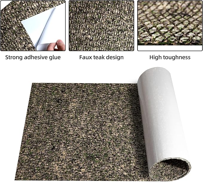 FOCEAN Boat Flooring EVA Foam Boat Decking Faux Teak Marine Flooring Boat Mat Boat Carpet Sheet for Motorboat RV Yacht Kayak Surfboard, 94.5"x 47.2"/35.4"/23.6"/15.7"