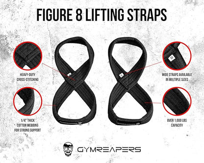 Gymreapers Figure 8 Lifting Straps For Deadlift, Powerlifting, Strongman, & Cross Training Strong Weightlifting Wrist Straps For Men, Women